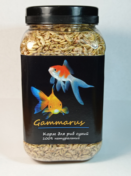 Корм для рыб, рептилий и черепах Гаммарус сухой Буся Gammarus. Банка 600мл/100г