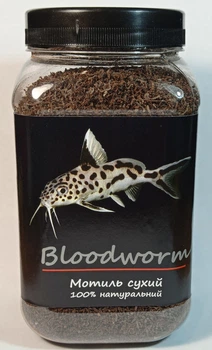 Корм для рыб, рептилий и черепах Мотыль сухой Буся Bloodworm. Банка 600мл/200г