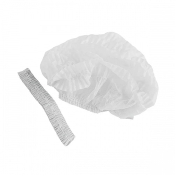 Одноразова шапочка біла із спанбонду кульбаба на резинці 100 штук в упаковці Без бренду