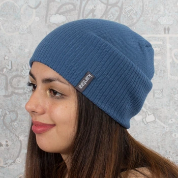 Женская вязаная шапка КАНТА Fashion Hat размер универсальный 50-60 джинс (OC-481)
