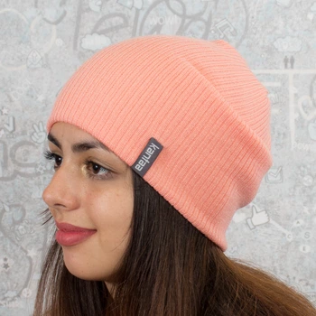 Жіноча в'язана шапка КАНТА Fashion Hat розмір універсальний 50-60 Персик (OC-477)
