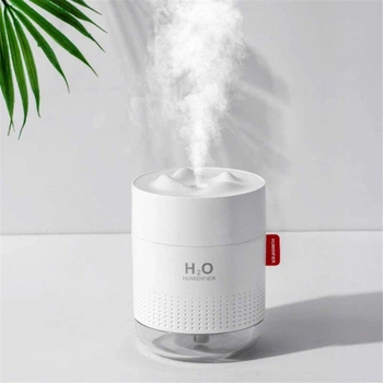 Ультразвуковий безшумний портативний міні зволожувач повітря нічник Car Humidifier H2O 500 мл Білий
