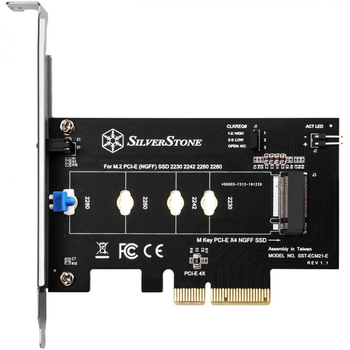 Плата расширения Silver Stone PCIe x4 до SSD m.2 NVMe 2230, 2242, 2260, 2280 (SST-ECM21-E)