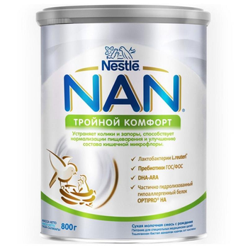 Потрійний Комфорт NAN суха молочна суміш для дітей з народження 800 м (bc-343742)