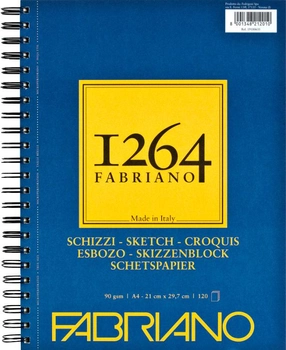 Альбом для рисунка и эскизов Fabriano 1264 А4 90г/м2 на спирали 120 листов Слоновая кость (8001348212010)