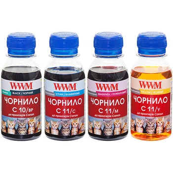 Чернила для Canon 511 CL-511 2972B007 WWM C10/C11 BP/C/M/Y 4х100г C10/11SET4-2