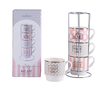Набор чашек LIMITED EDITION GLAM 4х345 мл на мет.подст (B248-T2005)
