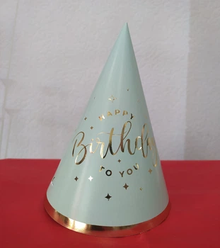 Набір ковпаків святкових Star Happy Birthday 15 см м'ятний 3740