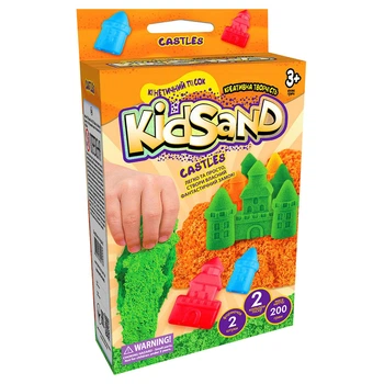 Набор креативного творчества "Кинетический песок"KidSand" Danko Toys KS-05 мини, 200 г, укр Castles Orange