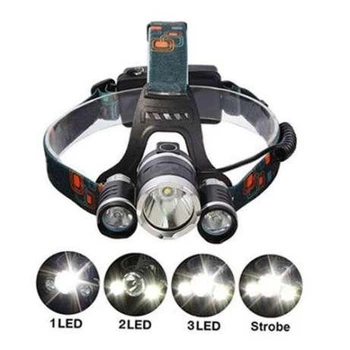 Налобный фонарь на 3 LED лампы Bailong Rj-3000 T6 Черный (3000RJFNRNLB) TIN66