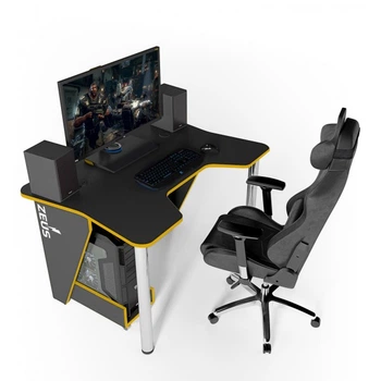 Игровой стол ZEUS™ IGROK-3L, черный/желтый с LED подсветкой
