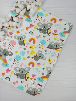 Непромокаемая пеленка многоразовая 80×100 для новорожденных a.l.babybox Коала на радуге Разноцветный