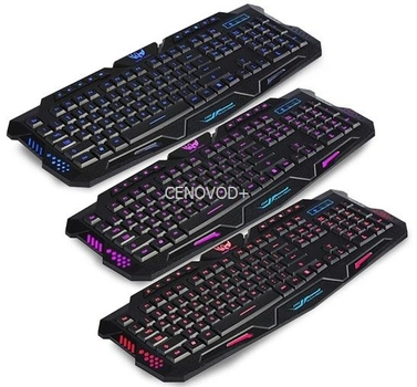 Игровая профессиональная компьютерная геймерская клавиатура с светодиодной подсветкой три цвета (829622)