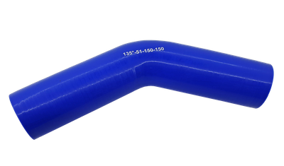 Патрубок угол 135° - D=50 толщина = 4 мм (150 мм х 150 мм) силикон синий