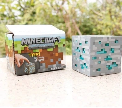 Ночник Майнкрафт Куб Бирюзовый LED Minecraft 8х8 см (6273)