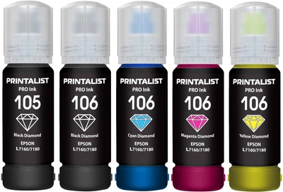 Комплект чернил Printalist 105 для Epson L7160 5х70 мл BP/PB/C/M/Y (PL105SET)