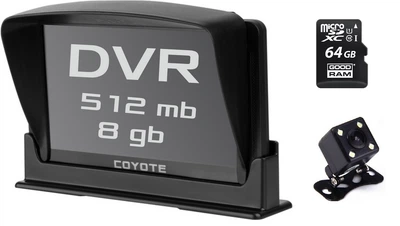 GPS Навигатор Видеорегистратор COYOTE&nbsp;935 DVR Double Hector 512mb 8gb с картами для грузового и легкового транспорта + Камера заднего вида с подсветкой + Карта памяти 64Gb MicroSD