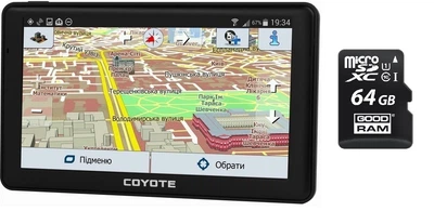 GPS Навигатор Видеорегистратор COYOTE 926 DVR Hurricane PRO 1gb 16gb для грузового и легкового транспорта + MicroSD карта памяти 64GB