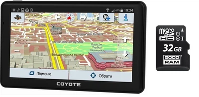 GPS Навигатор Видеорегистратор COYOTE 926 DVR Hurricane PRO 1gb 16gb с картами для грузового и легкового транспорта + MicroSD карта памяти 32GB