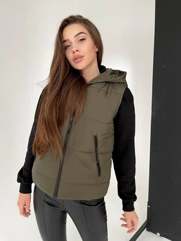 Жилет жіночий з капюшоном K&ML 026 M-L (46-48) Хакі (026-04)