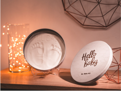 Набір для створення відбитка ручки і ніжки малюка Baby Art Магічна Кругла Блискуча коробка