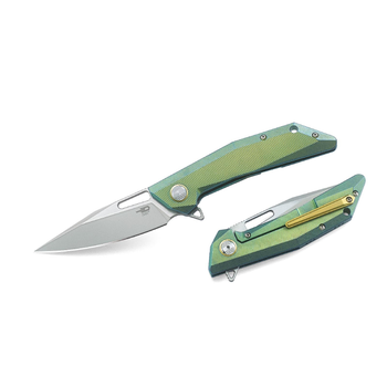 Карманный туристический складной нож Bestech Knife Shrapnel Green and Gold BT1802B