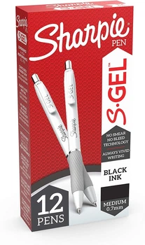 Набор гелевых ручек 12 шт автоматических Sharpie S-Gel, Black Gel Ink Черный 0.7 мм (2126236)