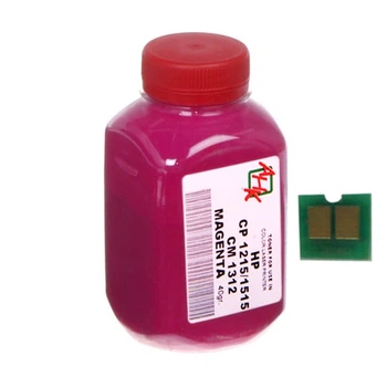 Тонер и Чип для HP Color LaserJet CP1215 АНК Magenta 40г 1500150