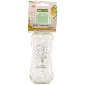 Бутылочка для кормления Baby Team Cтеклянная, 250мл 0+ (1211)