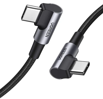 Kabel Ugreen US323 Type-C-Type-C Oba kątowe 3A Kabel 1 m Szary\Czarny (UGR-70529)