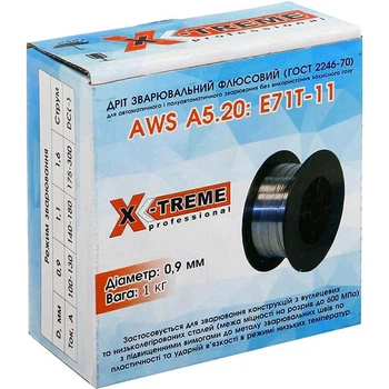Проволока сварочная флюсовая X-Treme E71T-11 0.9 мм 1 кг.