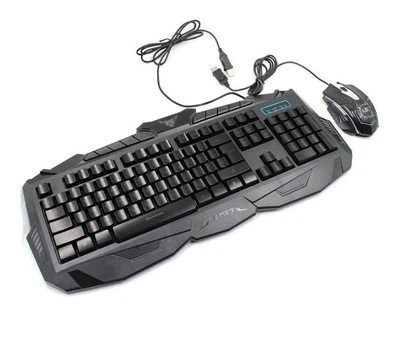 Игровая клавиатура с мышкой Keyboard Atlanfa V100, с подсветкой 3 режима. проводная