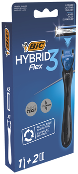 Станок для гоління чоловічий BIC Flex 3 Hibrid з 2 змінними картриджами (3086123519114)