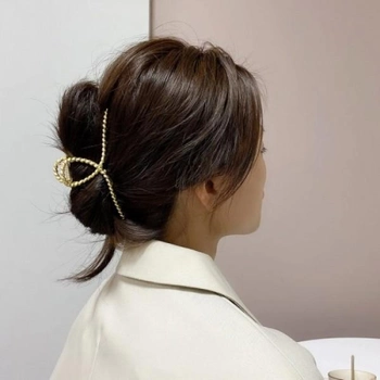 Металлический зажим для волос, заколка-краб матовая Плетенная петелька Fashion Золотая