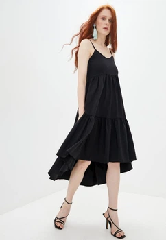 Легкое воздушное платье на бретелях Подіум 21371-BLACK S Черный