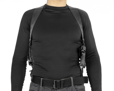 Підплечна шкіряна кобура з підсумком для магазину A-LINE для ФОРТ-17 чорна (1КП2+2М)