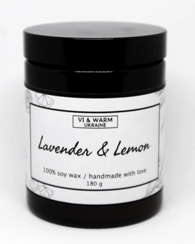 Ароматическая свеча соевая VI & Warm Lavender and Lemon лаванда в сочетании с сочным лимоном стекло коричневый 180г (LLD180)