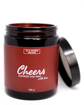 Ароматическая свеча соевая VI & Warm Cheers аромат свежей клубники с шампанским 180г в коричневом стекле