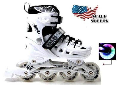 Роликові ковзани дитячі розсувні Scale Sports WHITE LF 905 Білі розмір 29-33 передні колеса СВІТЯТЬСЯ