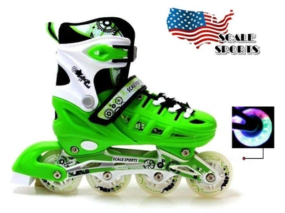 Роликові ковзани дитячі розсувні Scale Sports GREEN LF 905 Зелені розмір 29-33 передні колеса СВІТЯТЬСЯ