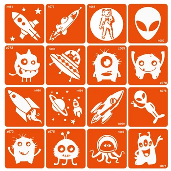 Набор трафаретов для био-тату Fresh Tattoo "Monsters and rockets" (monsters-and-rockets-16)