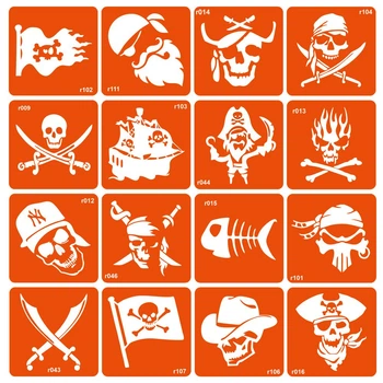 Набор трафаретов для био-тату Fresh Tattoo "Pirates" (pirates-16)