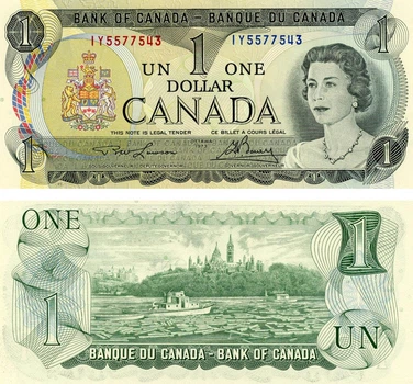 Банкнота Канада 1 доллар 1973 Вариант подписей 1 UNC (P85b)