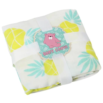 Муслиновая пеленка из бамбука Kinderenok Baby Loovi 120х120 см, белая с ананасами