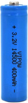Аккумулятор Vipow 14500 Lifepo4 IFR14500 TipTop, 400 мАч, 3.2V 1 шт Blue (IFR14500-400mAhTT)