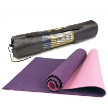 Коврик для йоги YogaLife TPE+TC ( Eco Friendly) 6 мм фиолетовый-розовый (двухслойный спортивный каремат, мат для фитнеса, пилатеса)