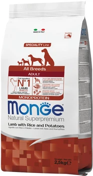 Сухой корм для взрослых собак всех пород Monge Dog All breeds Adult Lumb&Rice со вкусом ягненка и риса 2.5 кг (8009470011310)