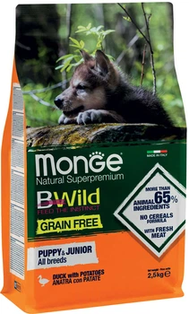 Сухой корм для собак Monge Dog Bwild Gr.Free Puppy & Junior Утка 2.5 кг (8009470004787)
