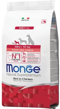 Сухой корм для щенков маленьких пород Monge Dog Mini Puppy&Junior со вкусом курицы и риса 800 г (8009470004107)