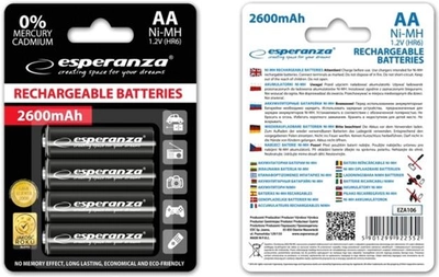 Аккумулятор Esperanza Ni-MH AA 2600 мАч 4 шт (EZA106)